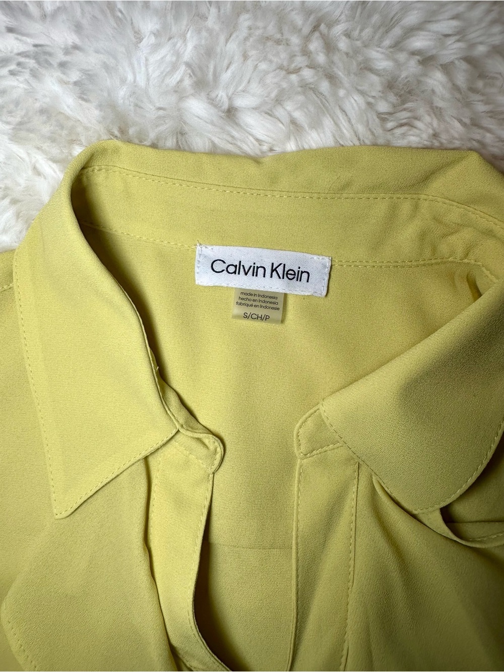 Calvin Klein NWT Ruffle Front Blouse Small Sleeveless Career Office Top Yellow - Picture 9 of 12